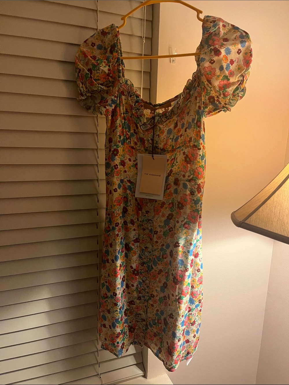 Smocked Floral Puff-Sleeve Mini Dress in Multicolor